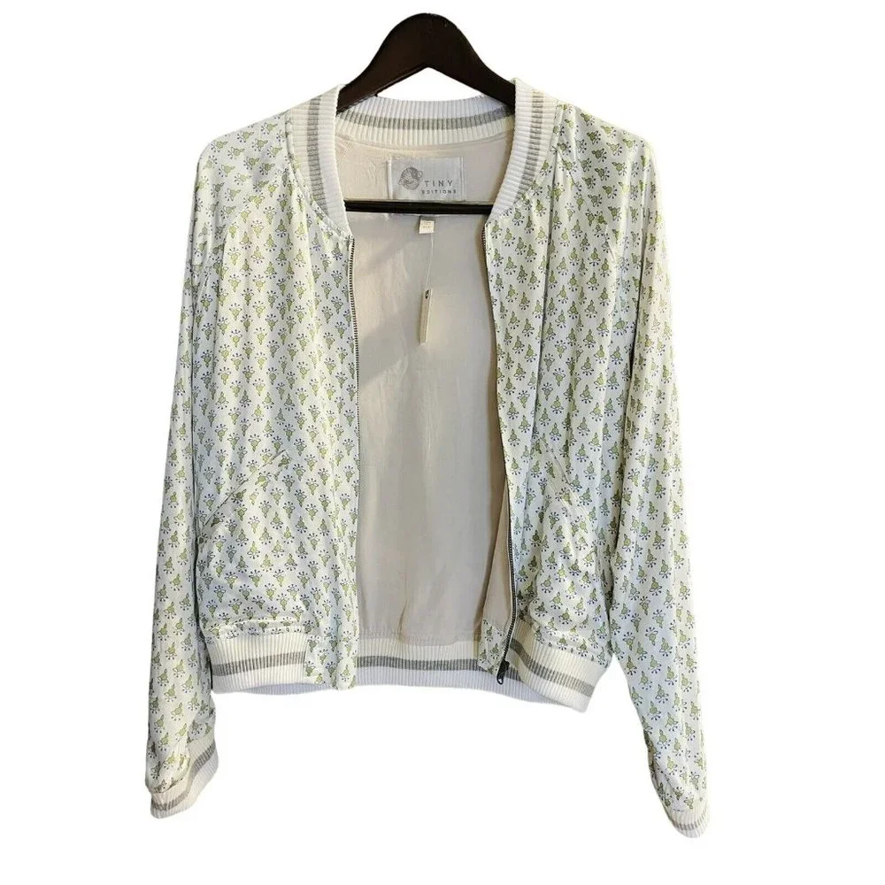 Anthropologie Tiny Editions Embroidered Viscose Zip Up Jacket Women’s  Medium - Picture 2 of 12